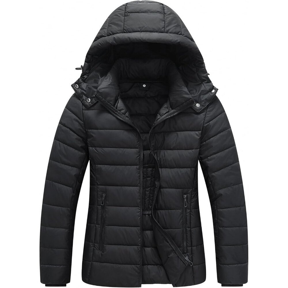 Women's Black Puffer Quilted Jacket Coat Short Down Winter Warm Waterproof